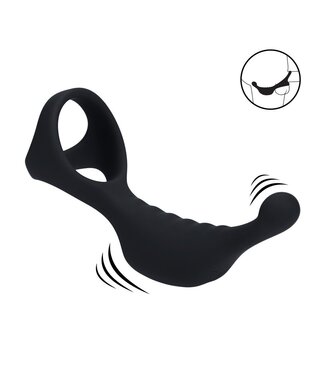 Levelz Vibrating Silicone Prostate Stimulator & Tri-O Cock Ring Black