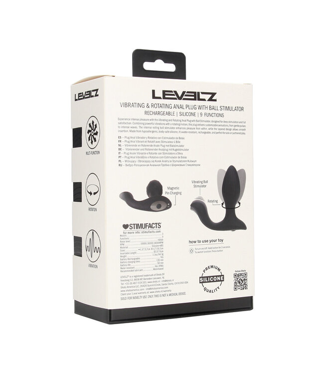 Levelz Vibrierender & rotierender Silikon-Analplug 9 cm – Intensive Stimulation in Schwarz
