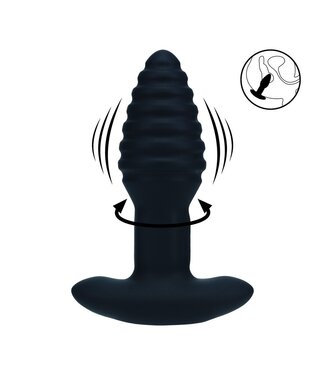 Levelz Zwarte Siliconen Anale Plug Met Vibratie En Rotatie 8,3 cm