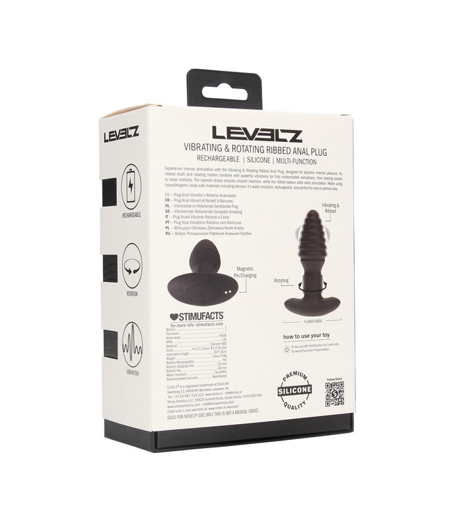 Levelz Vibrating Ribbed Black Silicone Anal Plug – Intense Pleasure 8.3cm