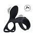 Levelz Vibrating Silicone Cock & Ball Ring with Shaft Loop - Black