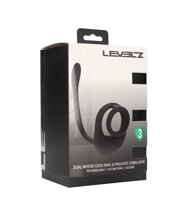 Levelz Levelz Dual Motor Siliconen Cockring Met Prostaat Stimulator Zwart