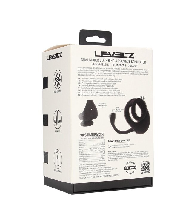 Levelz Levelz Dual Motor Siliconen Cockring Met Prostaat Stimulator Zwart