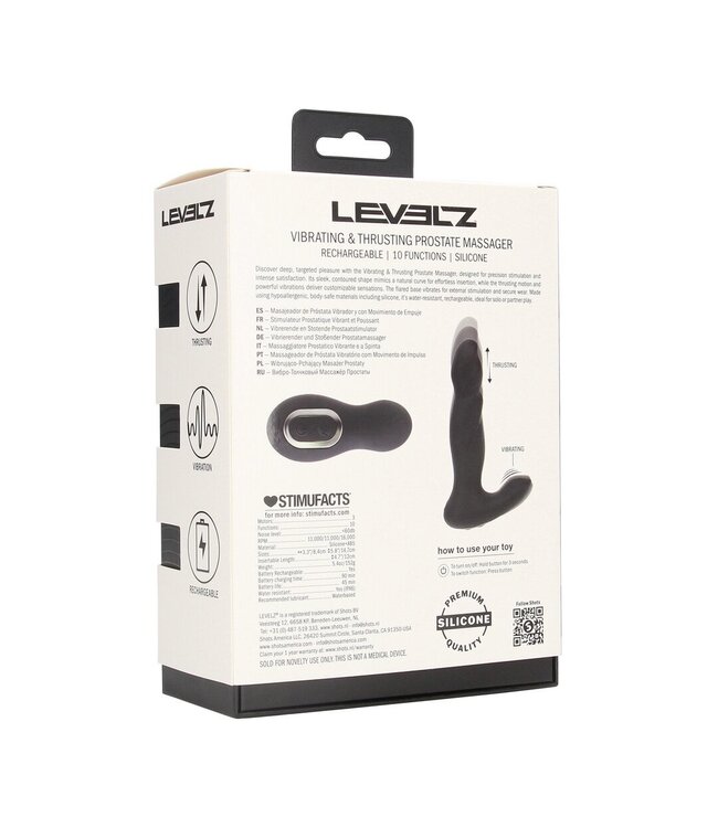 Levelz Vibrating Thrusting Prostate Massager – Hypoallergenic, Waterproof, Black