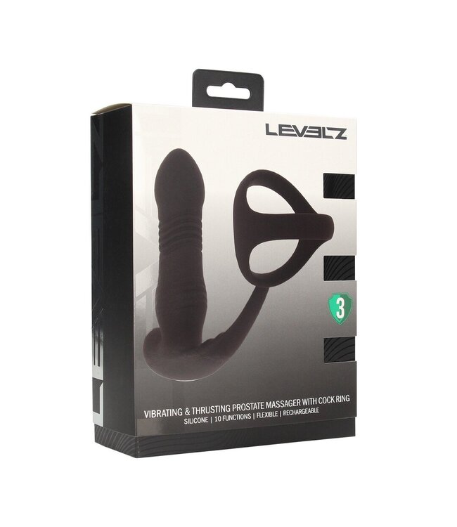 Levelz Vibrierender Silikon-Prostatamassager mit Tri O Cockring – Schwarz