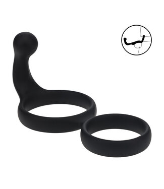 Levelz Levelz Siliconen Hybride Dubbele Cockring Met Flexibele Anale Stimulator Zwart