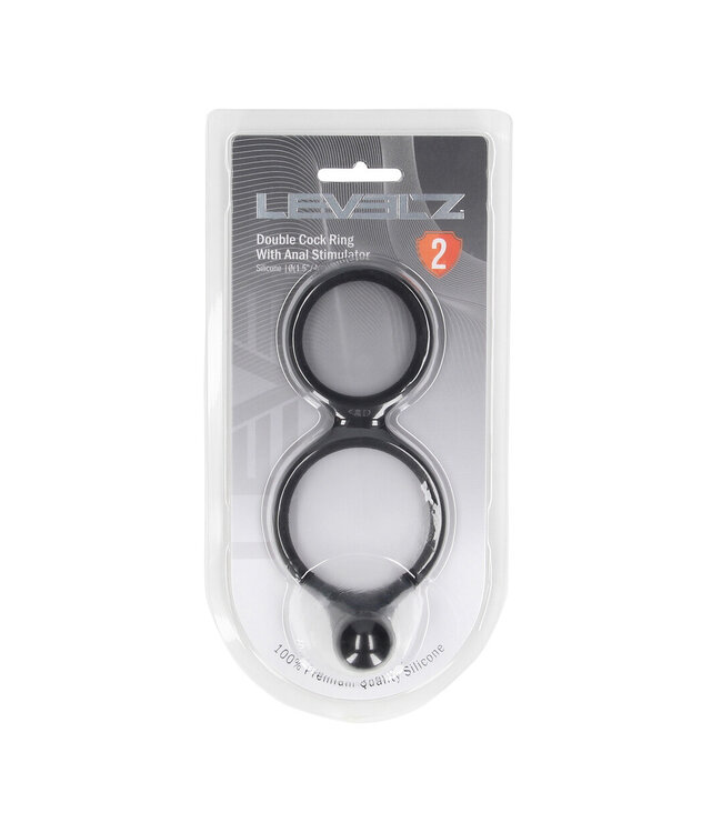 Levelz LEVELZ Silikon-Doppel-Cockring mit Analkugel – Für maximale Kontrolle – Schwarz