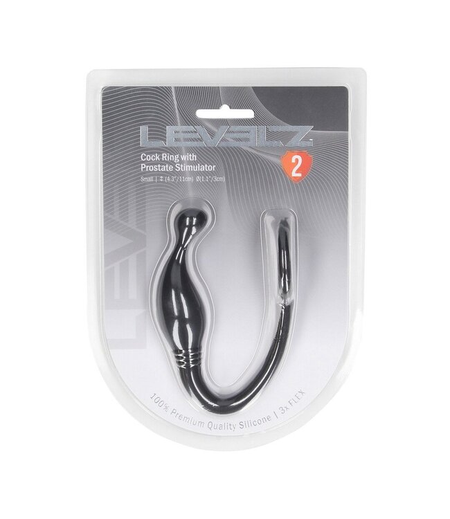 Levelz Siliconen Hybride Cockring Met Ergonomische Prostaatstimulator Zwart