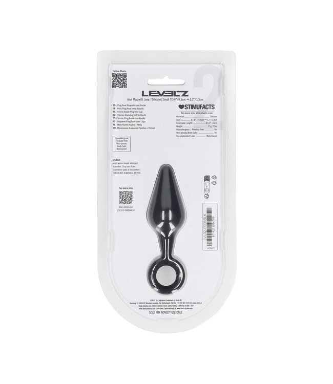 Levelz LEVELZ Silikon-Analplug mit Handschlaufe 9 cm – Präzise Stimulation in Schwarz