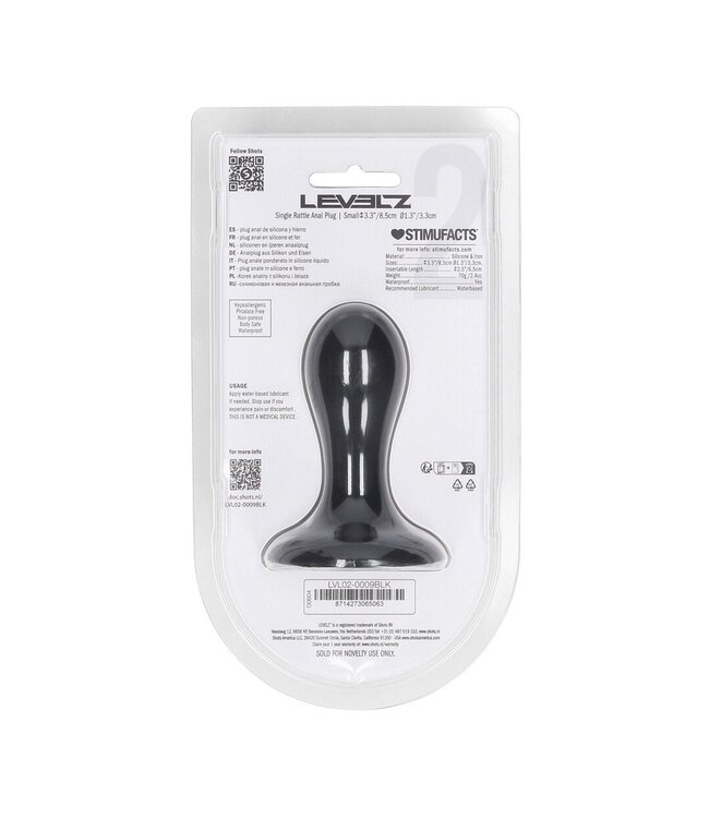Levelz LEVELZ Siliconen Rattle Plug S 8,5 cm Zwart Met Flexibele Nek
