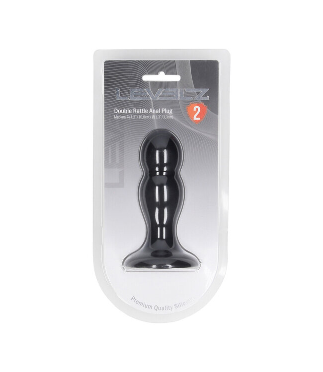 Levelz LEVELZ Dubbele Siliconen Anale Plug Met Interne Rammelaars 10,8 cm Zwart