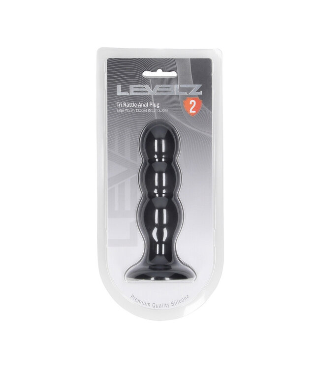Levelz LEVELZ Triple Ball Rattle Anal Plug 13,5 cm Zwarte Siliconen