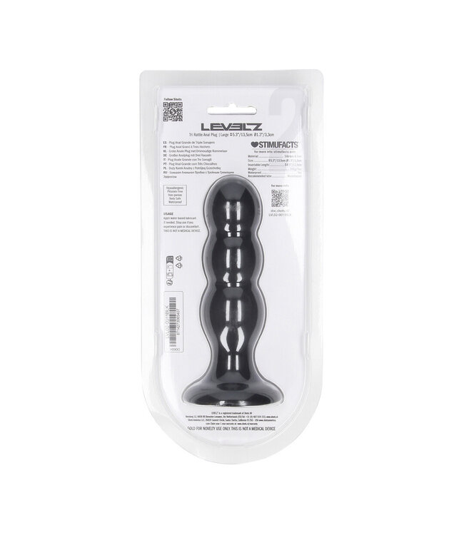 Levelz LEVELZ Tri Rattle Anal Plug - 13.5cm Black Silicone for Exciting Sensations