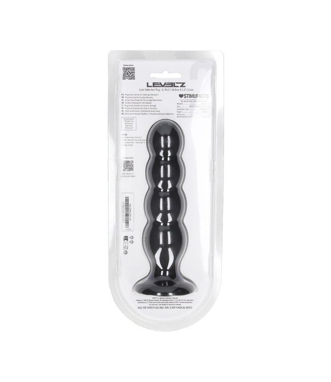 Levelz LEVELZ Quad Rattle Silikon-Analplug XL – 16,5 cm – Schwarz mit Rassel