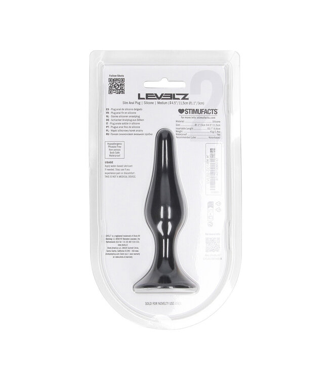 Levelz Levelz Anale Plug M Siliconen 11,5 cm Zwart Met Flexibele Nek En Flared Basis