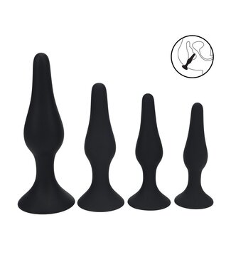 Levelz LEVELZ Slim Tapered Analplug-Set – 4 Größen aus hochwertigem Silikon Schwarz