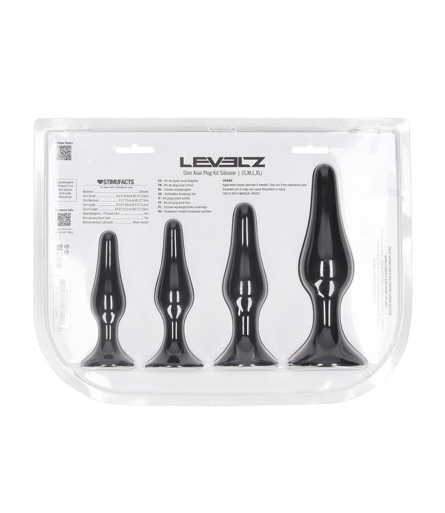 Levelz LEVELZ Slim Tapered Analplug-Set – 4 Größen aus hochwertigem Silikon Schwarz