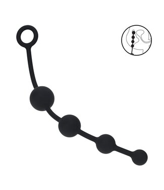 Levelz LEVELZ Gebogen Siliconen Anale Beads Met Progressieve Grootte Zwart 29,5 cm