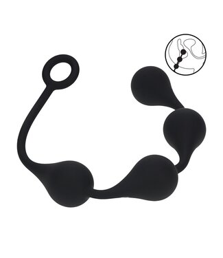 Levelz Waterdrop Silicone Anal Beads L 42.6 cm - Black | Comfortable Stretch