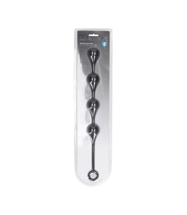 Levelz Waterdrop Silicone Anal Beads L 42.6 cm - Black | Comfortable Stretch