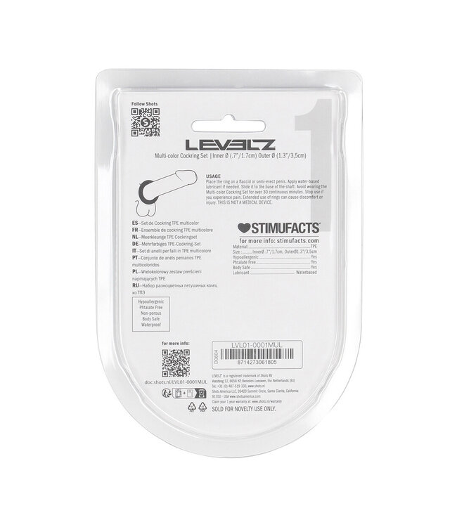 Levelz Versatile Multicolour Cock Ring Set of 4 for Comfort & Performance