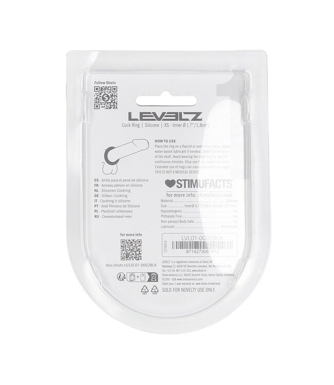 Levelz XS Black Silicone Cock Ring – Comfort & Enhanced Performance