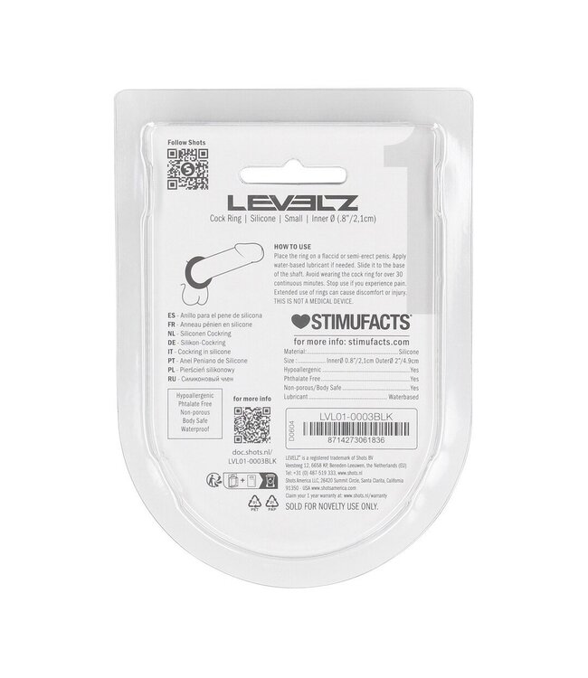 Levelz Siliconen Stretch Cockring S Zwart Voor Verhoogd Uithoudingsvermogen