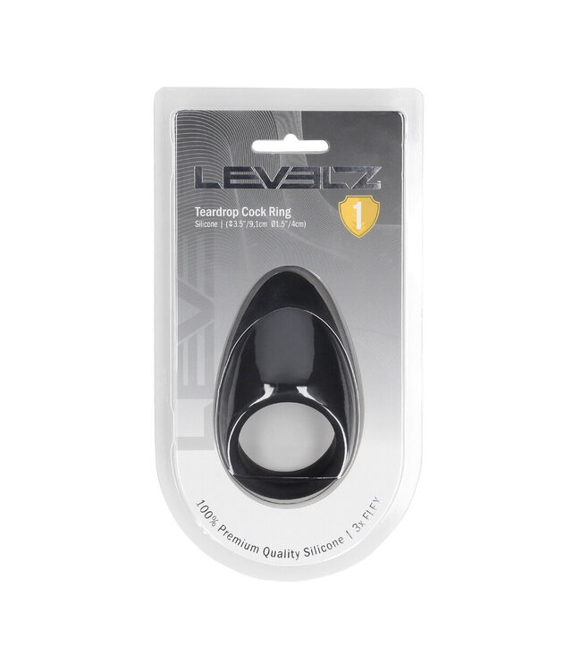 Levelz Tropfenförmiger Silikon-Penisring schwarz – ergonomische Passform & Druck