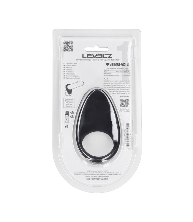 Levelz LEVELZ Siliconen Cockring Met Drupvormige Ergonomische Pasvorm Zwart