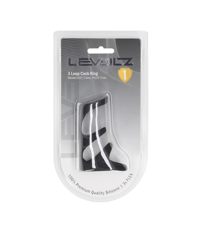 Levelz 3 Loop Black Silicone Cock Ring for Enhanced Support & Stimulation