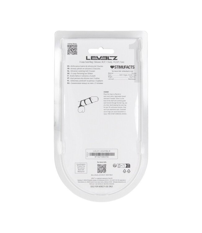 Levelz 3 Loop Black Silicone Cock Ring for Enhanced Support & Stimulation