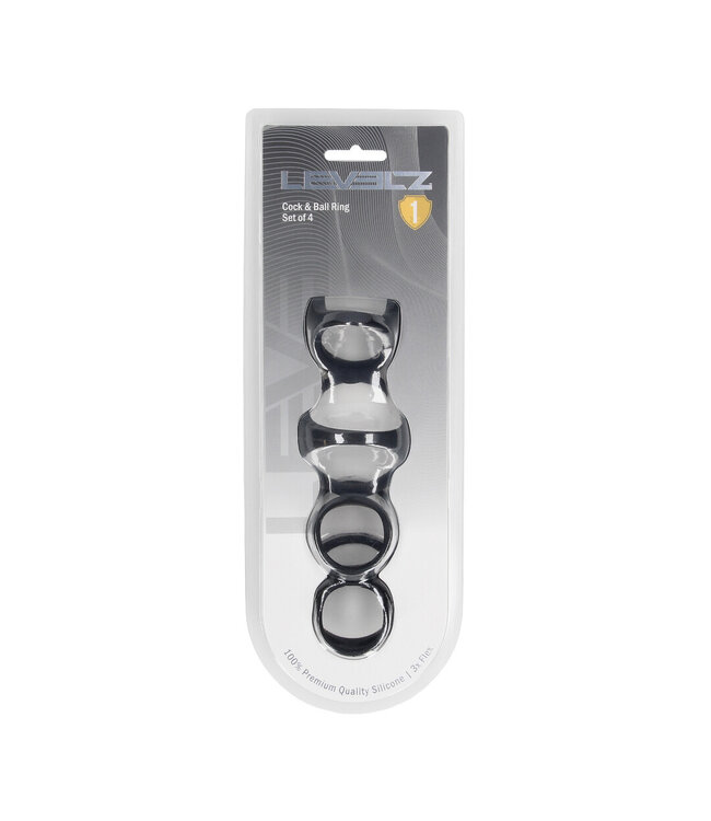 Levelz Versatile Silicone Cock and Ball Ring Set of 4 for Unique Pleasure
