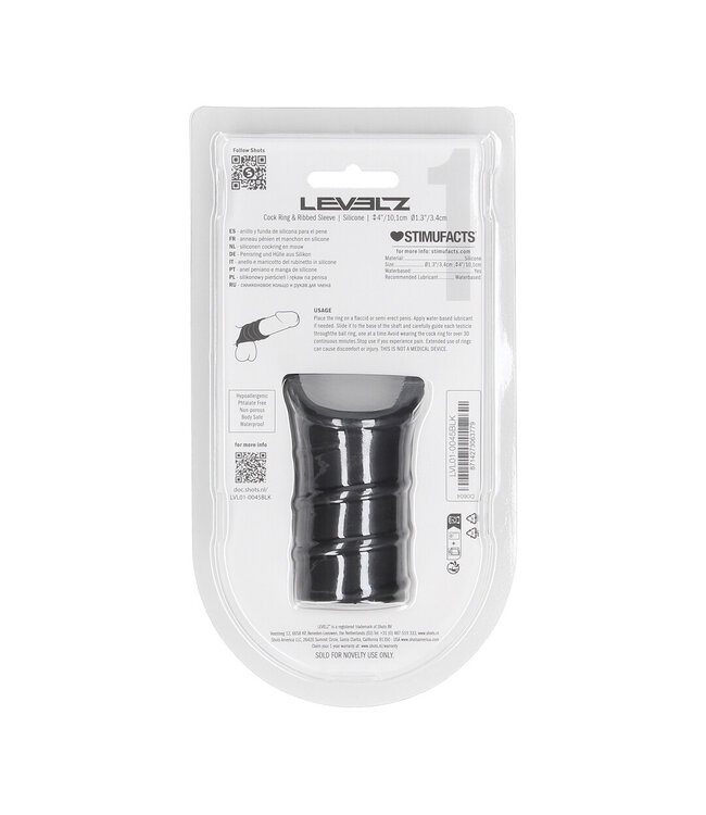 Levelz LEVELZ Silicone Cock Ring & Ribbed Sleeve - Enhanced Stimulation Accessory