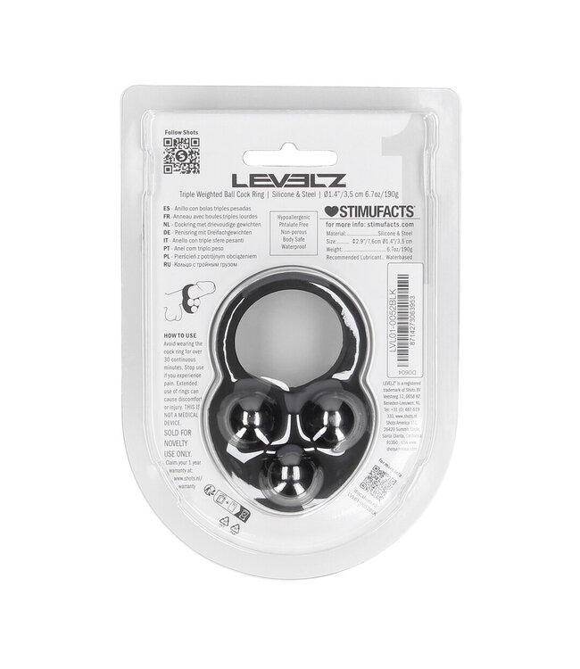 Levelz Triple Weighted Black Liquid Silicone Cock Ring for Enhanced Pleasure