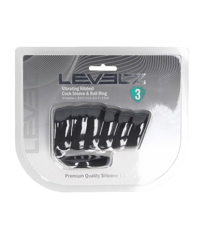 Levelz Vibrating Ribbed Silicone Cock Sleeve & Ball Ring for Extra Pleasure