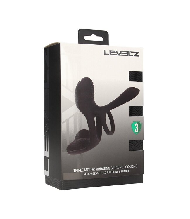 Levelz Triple Motor Vibrating Siliconen Cock Ring Zwart – Levelz
