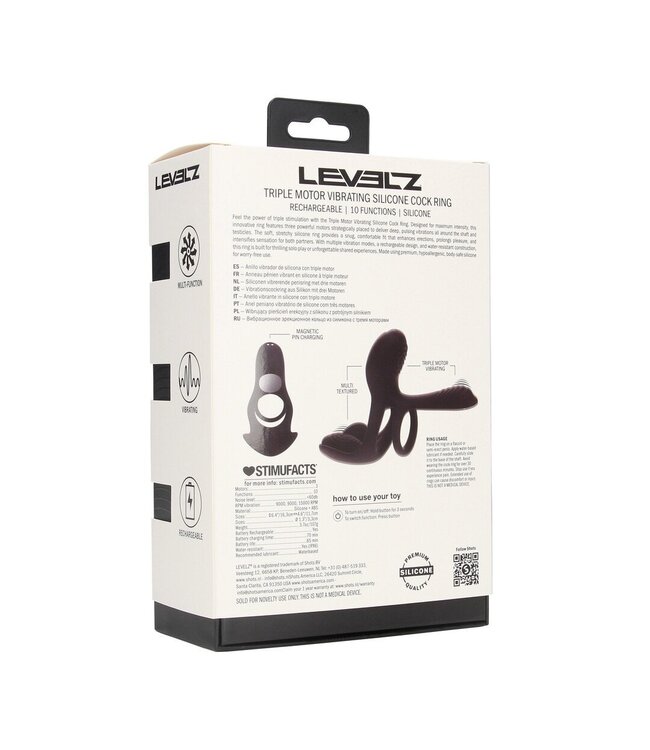 Levelz Triple Motor Vibrating Siliconen Cock Ring Zwart – Levelz