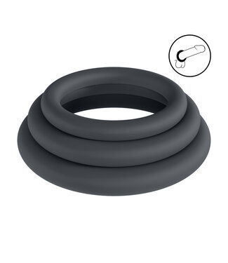 Levelz LEVELZ Silikon-Cockring-Set 3er XS-S-M – Flexibles Vergnügen in Schwarz