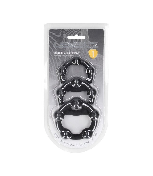 Levelz LEVELZ Beaded Silicone Cock Ring Set - Comfort in S/M/L Sizes