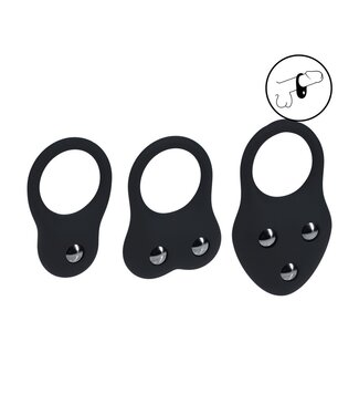 Levelz LEVELZ Silicone Weighted Cock Ring Set - Intense Grip S/M/L Black