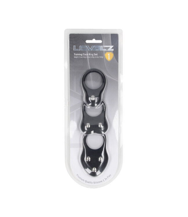 Levelz LEVELZ Gewogen Siliconen Cockring Set Zwart S/M/L – Intensieve Druk