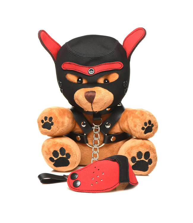 XR Brands XR Brands Bondage Pup Bear Pluche Met Muilkorf En Capuchon Voor Pup Play