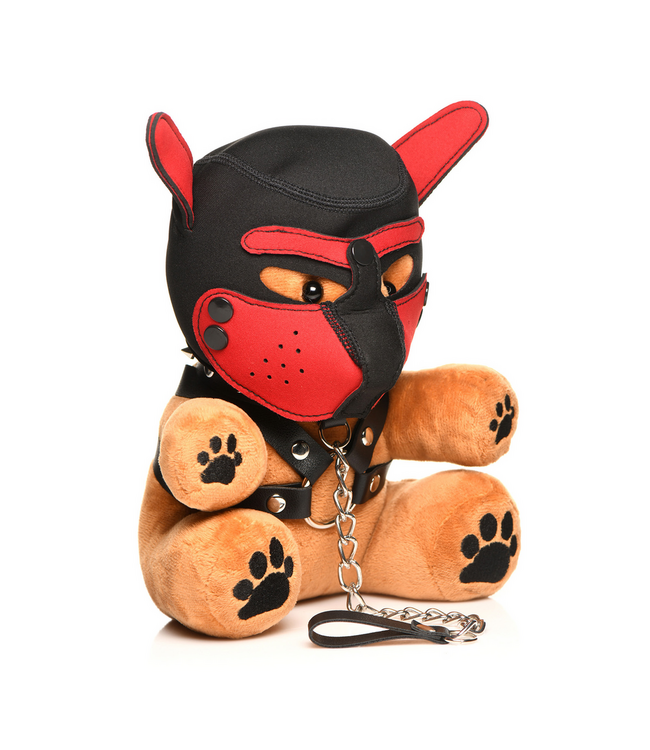 XR Brands XR Brands Bondage Pup Bear Pluche Met Muilkorf En Capuchon Voor Pup Play