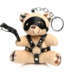 XR Brands Bondage Bear Sleutelhanger Tan Met Faux Leren Harnas En Mini Flogger
