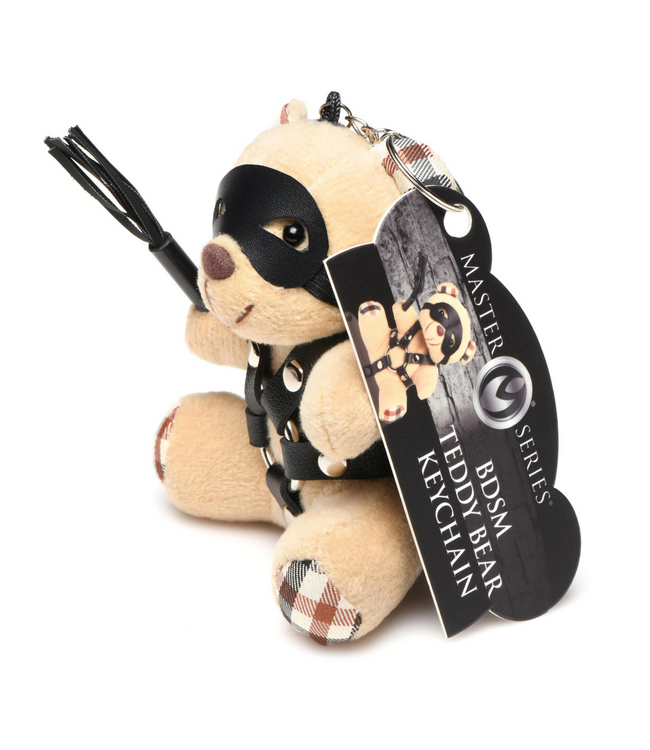 XR Brands Bondage Bear Sleutelhanger Tan Met Faux Leren Harnas En Mini Flogger