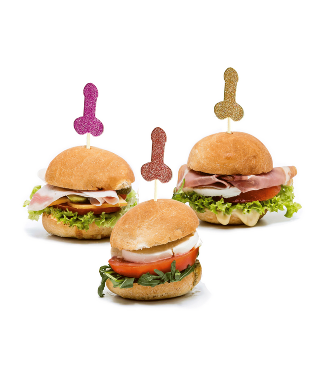 Little Genie Productions Penis Party Picks Set Goud Zilver Roségoud Brons - 24 Stuks