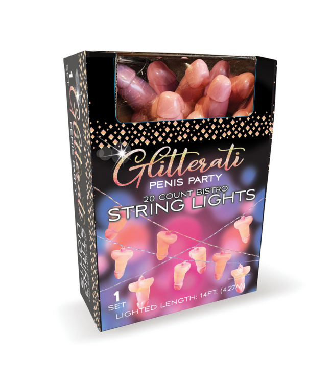 Little Genie Productions Ondeugende Glitterati Penis String Lights - 20 Lampjes Voor Feestdecoratie