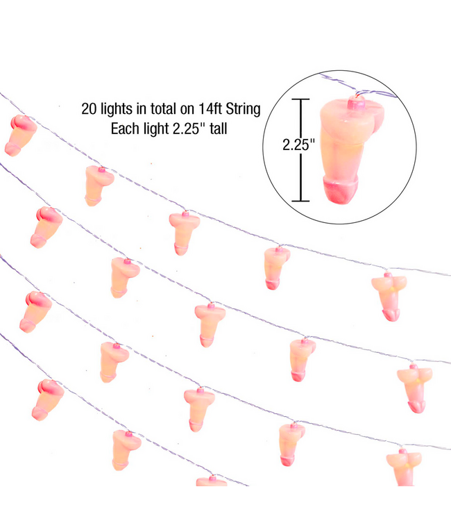 Little Genie Productions Glitterati Penis String Lights - 20 Fun Party Lights for Any Celebration