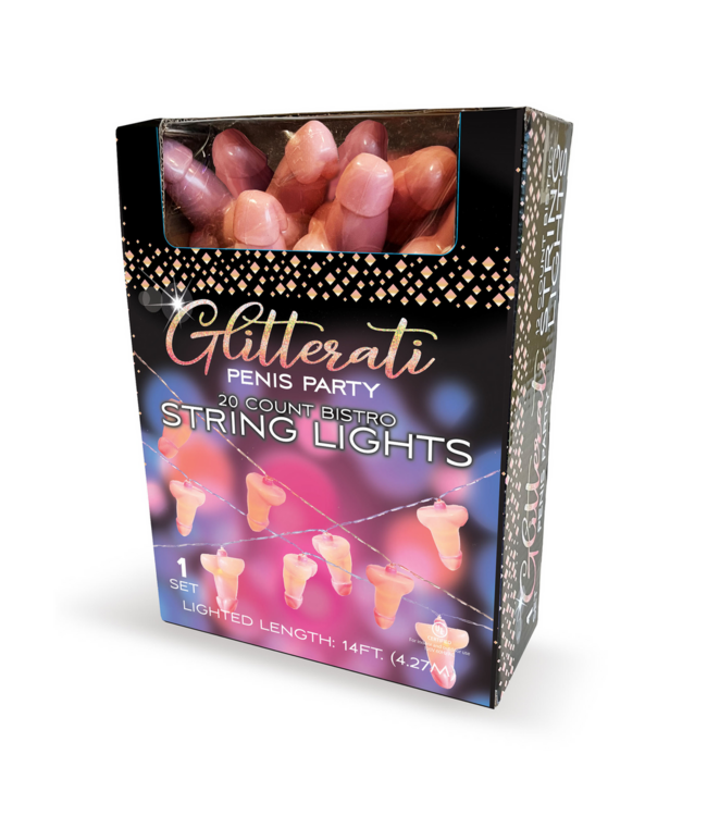 Little Genie Productions Ondeugende Glitterati Penis String Lights - 20 Lampjes Voor Feestdecoratie