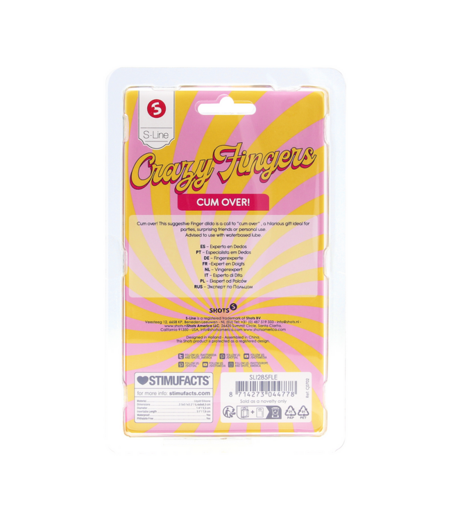 S-Line by Shots Suggestieve Vingerdildo S-Line Vlees 6,4 cm Van Vloeibaar Silicone